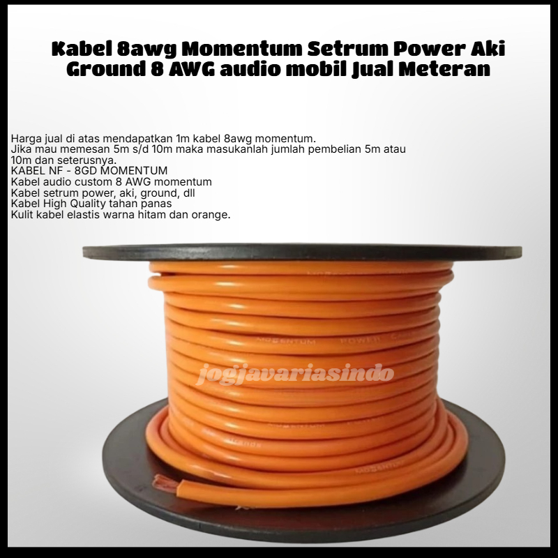 Kabel 8awg Momentum Setrum Power Aki Ground 8 AWG audio mobil Jual Meteran