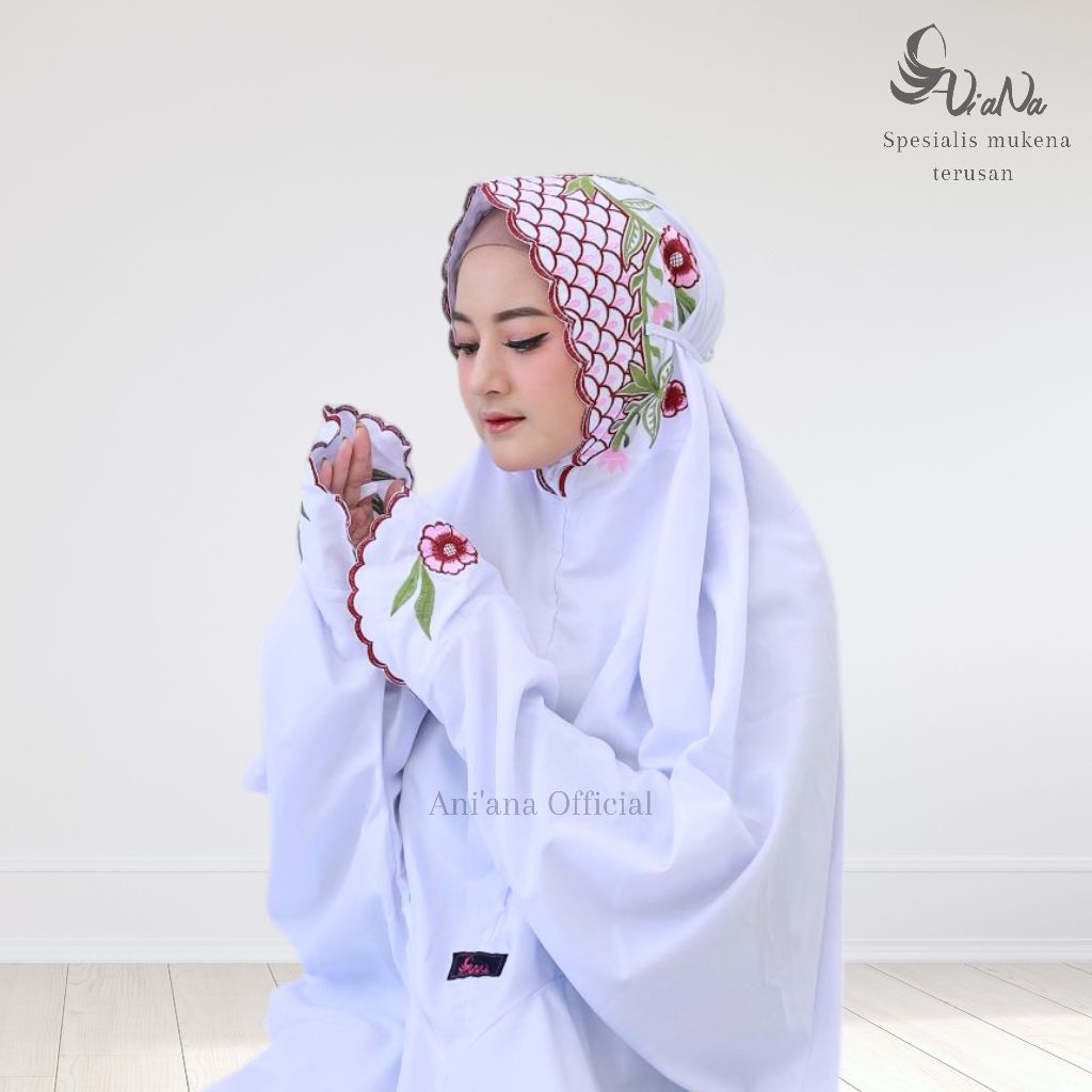 Ani'Ana Official - Mukena Santri Putri Mukena Terusan Mukena Polino Mukena Putih Rukoh Dewasa Mukena