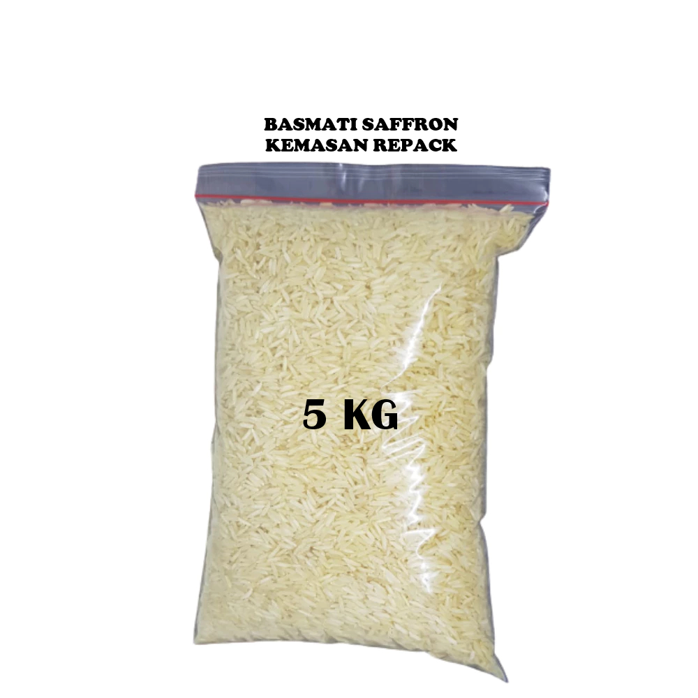 

Beras Basmati SAFFRON Creamy Sella Kemasan Repack 5kg Basmati Rice