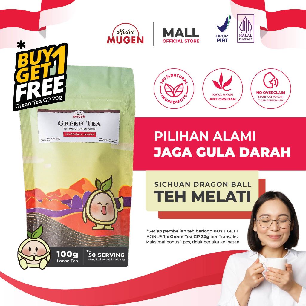 

Teh Hijau Jasmin Melati Sichuan/ Jasmine DragonBall Green Tea Kedai Mugen 100g