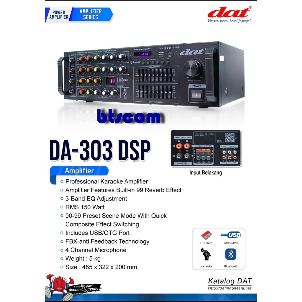 AMPLI DAT DA303 DSP / DA 303DSP AMPLIFIER DAT EQUALIZER PLUS BLUETOOTH USB PLAYER