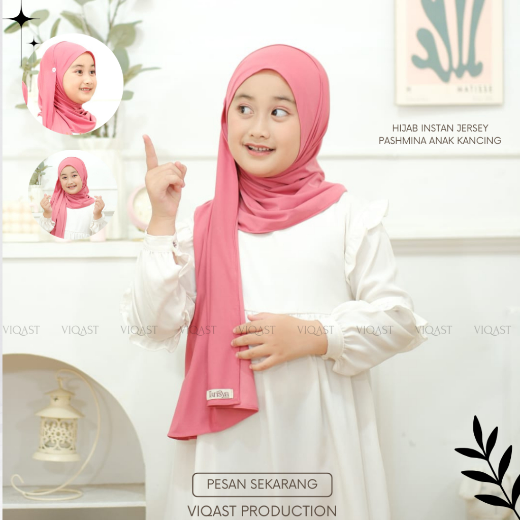 Jilbab Anak Pashmina Instan Jersey Size 5 -10 Tahun Pashmina Anak Kancing Kerudung Sakura