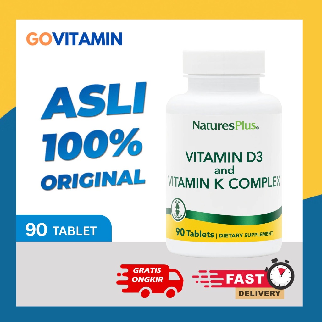 Natures Plus Vitamin D3 K2 2500iu (90 capsule) - supplement tulang