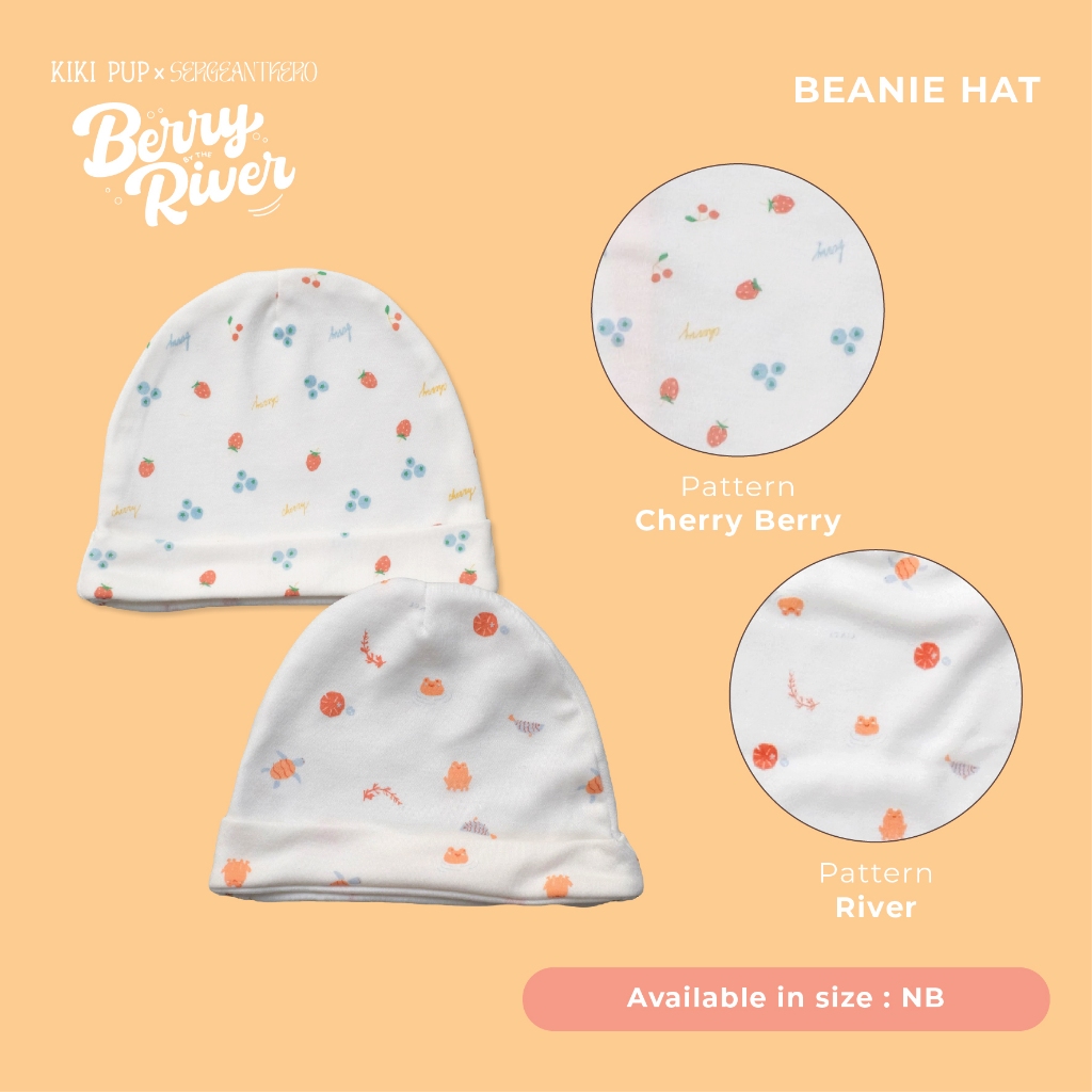 KIKI PUP x sergeantkero - Beanie Hat (Berry by The River) - Topi bayi / Baby hat / Topi bayi newborn