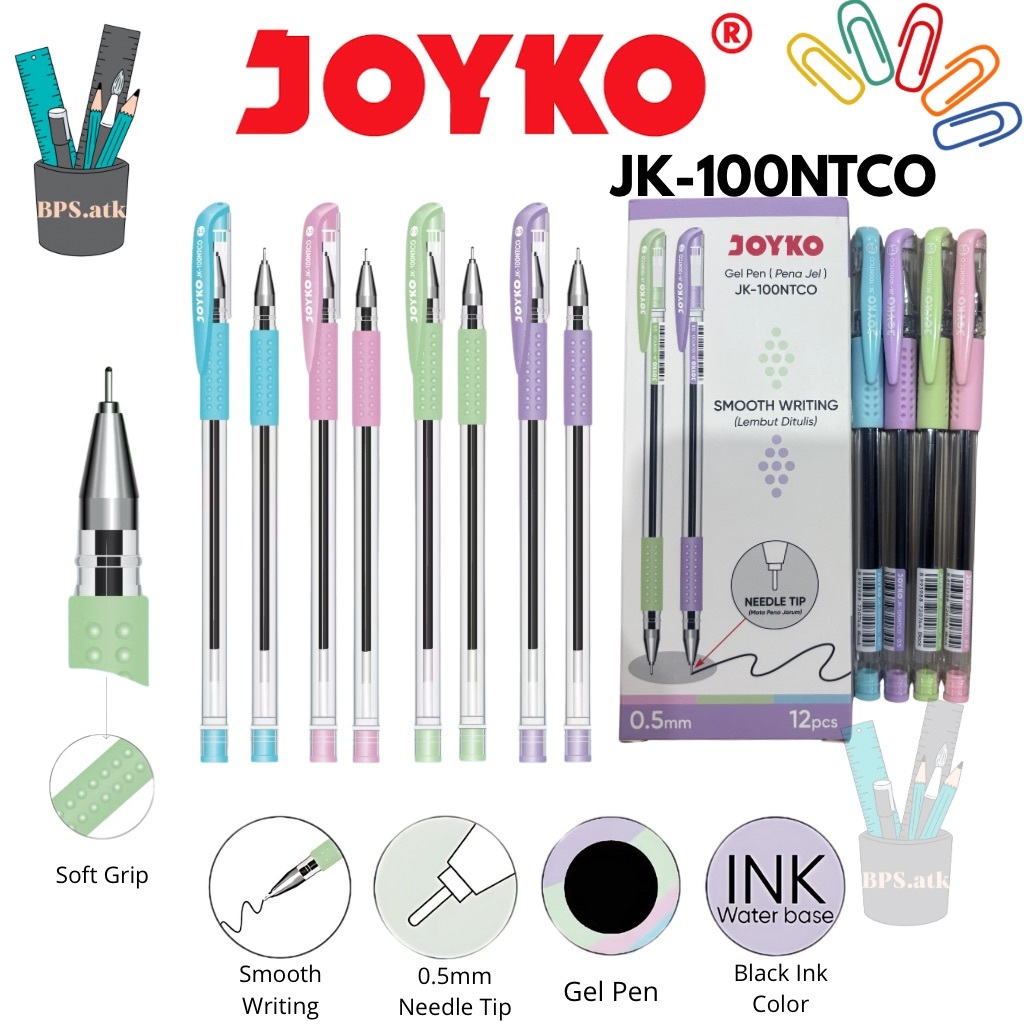 

(12 pcs) JOYKO Pulpen Gel Pen Pena JK-100NTCO 0.5 mm Warna Pastel
