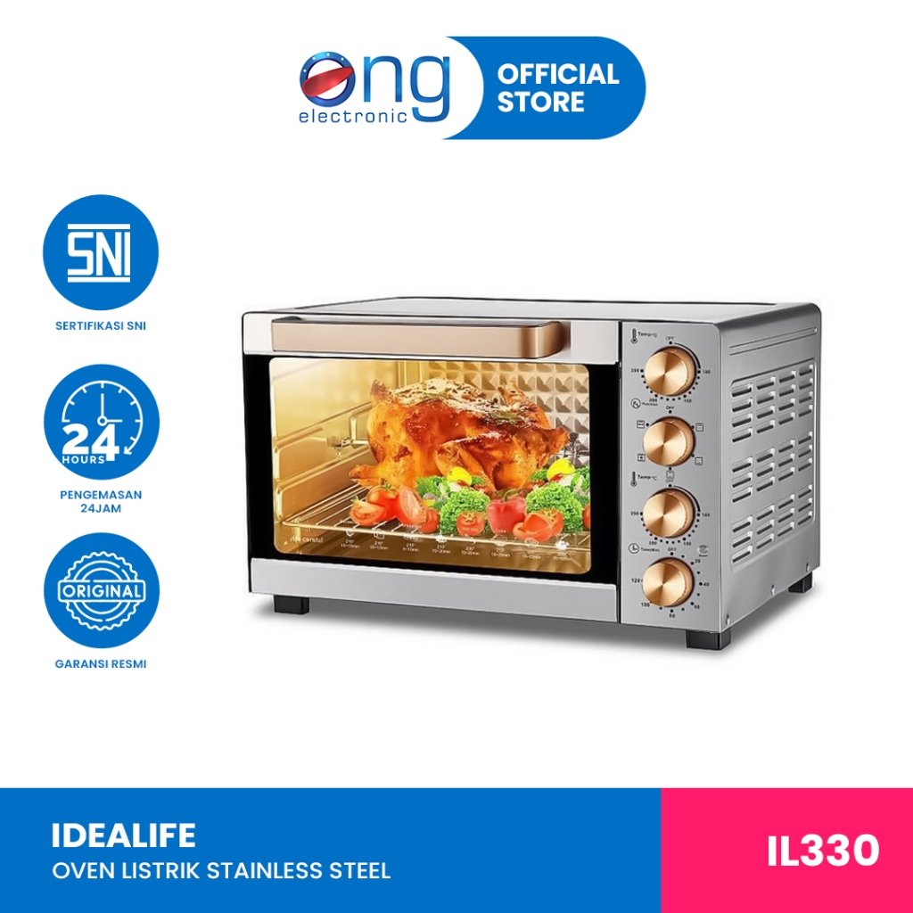 Ong Electronic - Oven Listrik IDEALIFE Ukuran 30L / Oven Listrik 35L Low Watt IL330