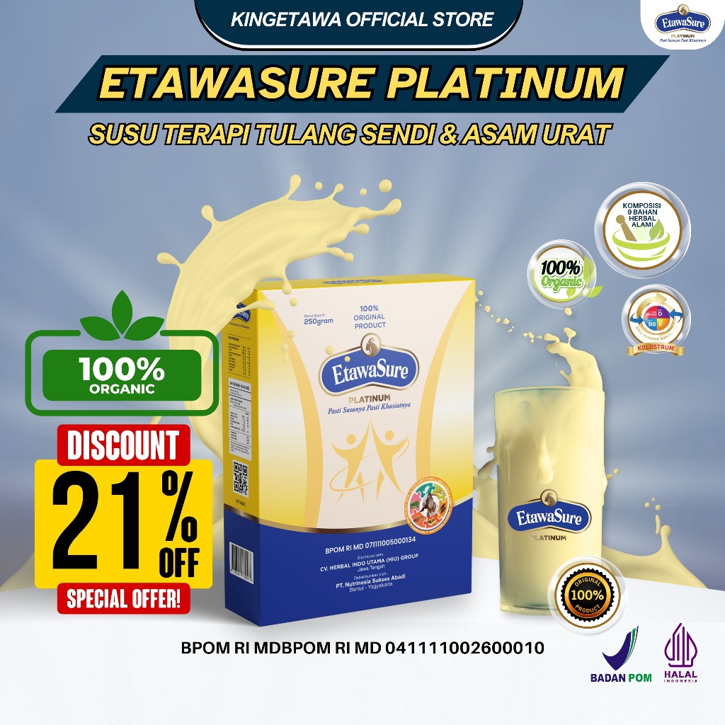 

Etawasure 250gr Susu Kambing Etawa Platinum Untuk Asam Urat Nyeri Sendi dan Pegal Linu