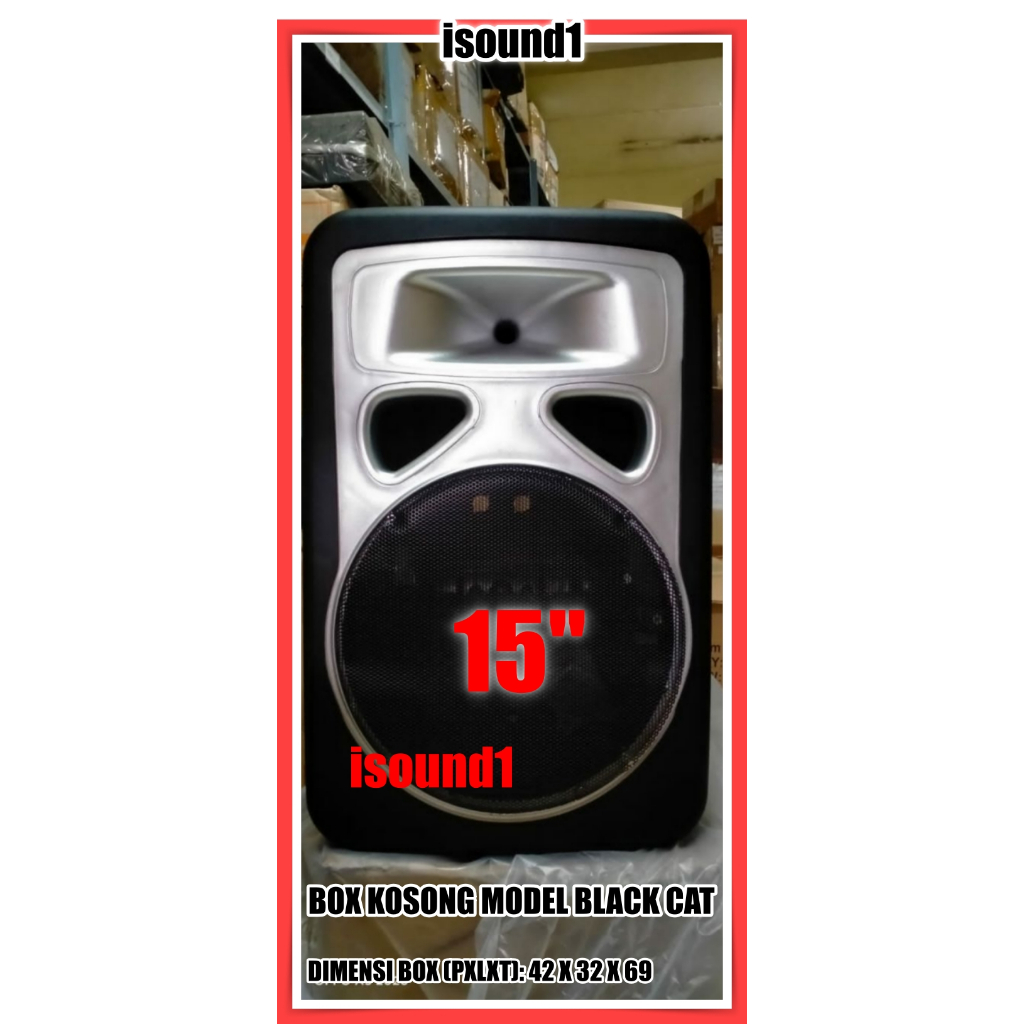 PROMO MURAH BOX KOSONG SPEAKER 15 INCH FIBER PLASTIK BLACK CAT