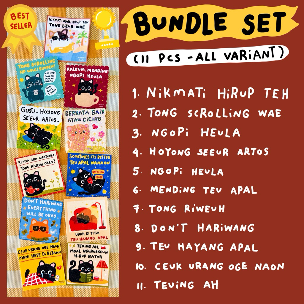 

All variant Sticker sunda (bundle set) | Stickers kata-kata | Cat stickers | Die cut stickers