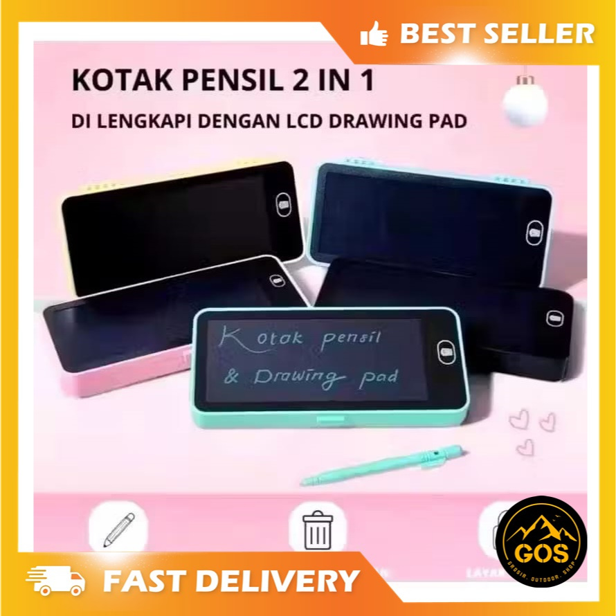 

Kotak Pensil LCD dengan Writing Tablet Besar untuk Drawing dan Edukasi 2in1