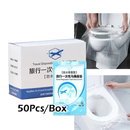 Alas duduk toilet isi 50pcs /Plastik Toilet Seat Cover Disposable / Alas Duduk Kloset Toilet Plastik