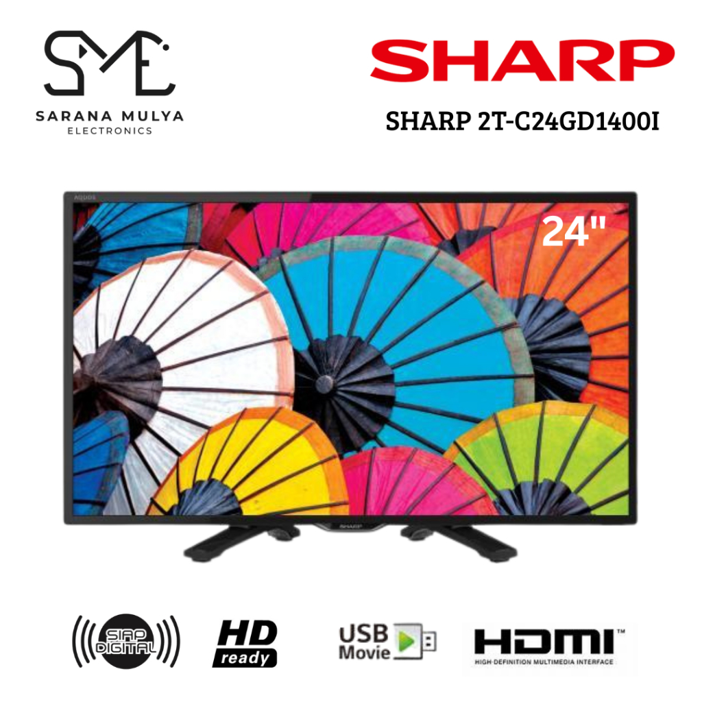 TV LED SHARP 24" Digital - Sharp 24GD1400I / Televisi Digital DVBT2, HDMI, USB Movie
