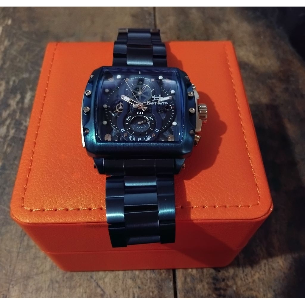 Jam tangan Evan Jayden 9550 biru rosegold