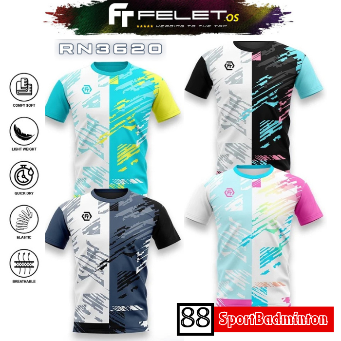 FELET RN 3620 Graphic Badminton Tshirt - Kaos Badminton Original Felet
