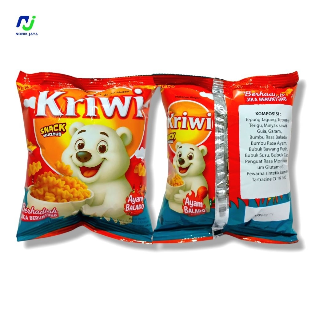 

( NEW ) Kriwi Snack Delicious Rasa Ayam Balado Pack Isi 10 Pcs@20gr