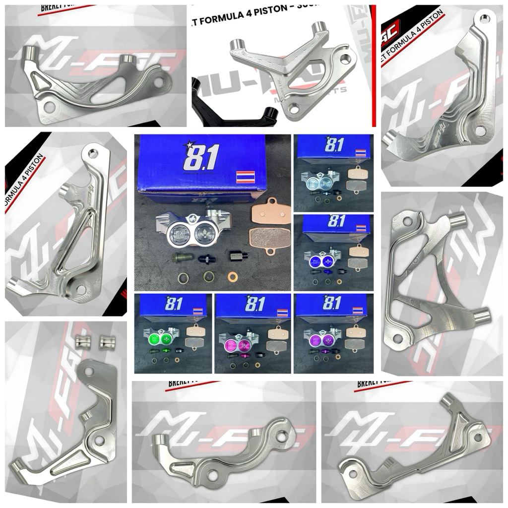 BREKET atau KALIPER 8.1 MARZOCCHI dan JRP 4Piston Mono Formula Mini 85 Pitch Radial KANAN dan KIRI D