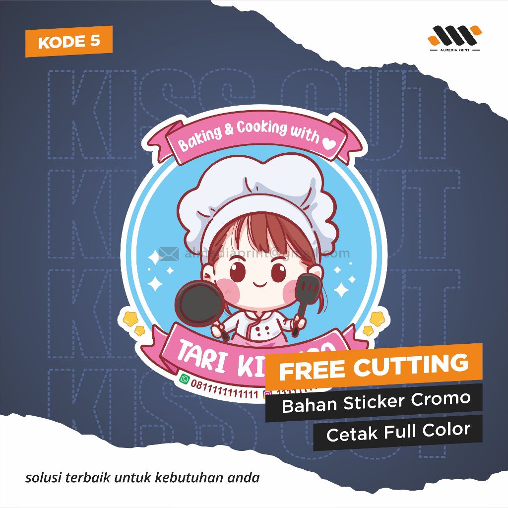 

(Isi 45-150 PCS) Cetak Stiker Cromo Vinyl Produk Kemasan Label Stiker Makanan Minuman (Free Cutting)