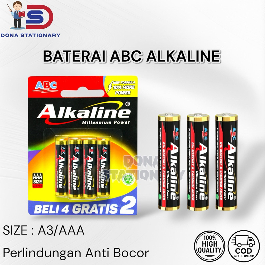 BATERAI ABC ALKALINE A3/AAA / Baterai Alkaline Beli 4 Gratis 2
