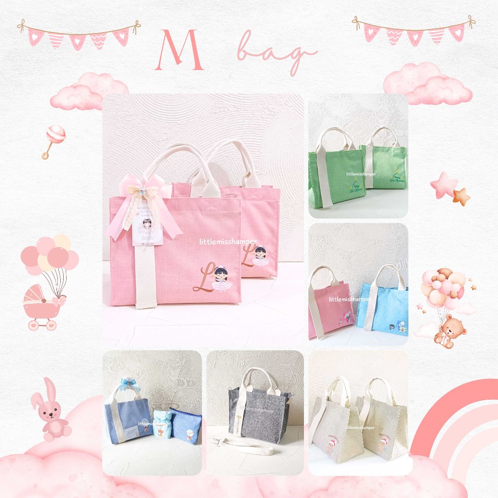 custom MJ Magnet tas hampers canvas M bag look a like goodie bag ulang tahun anak bayi