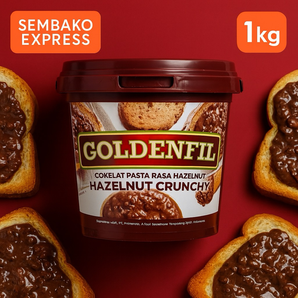 

Goldenfil Hazelnut Crunchy 1kg – Olesan Cokelat Hazelnut dengan Malt Krispi