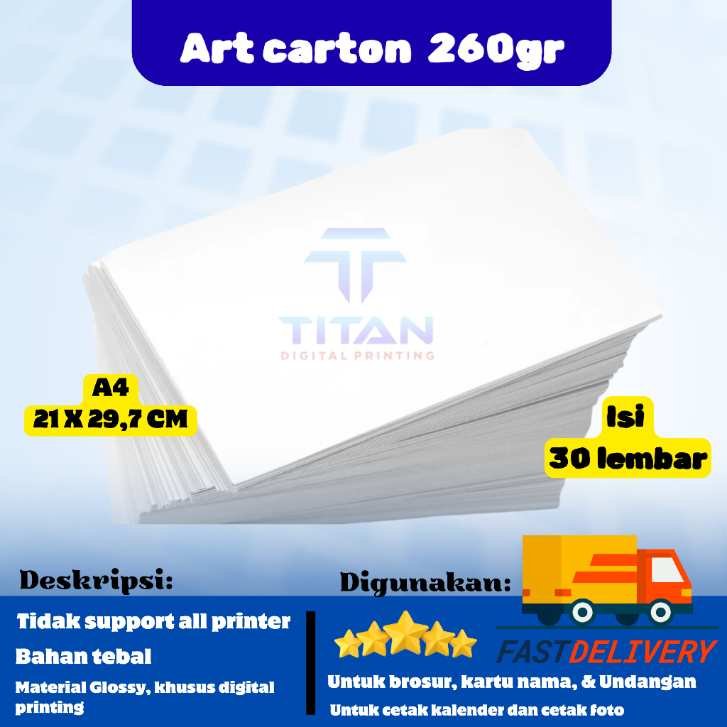 

Art Carton 260 gsm A4 isi 30 lembar / Art Carton 260 gsm A4
