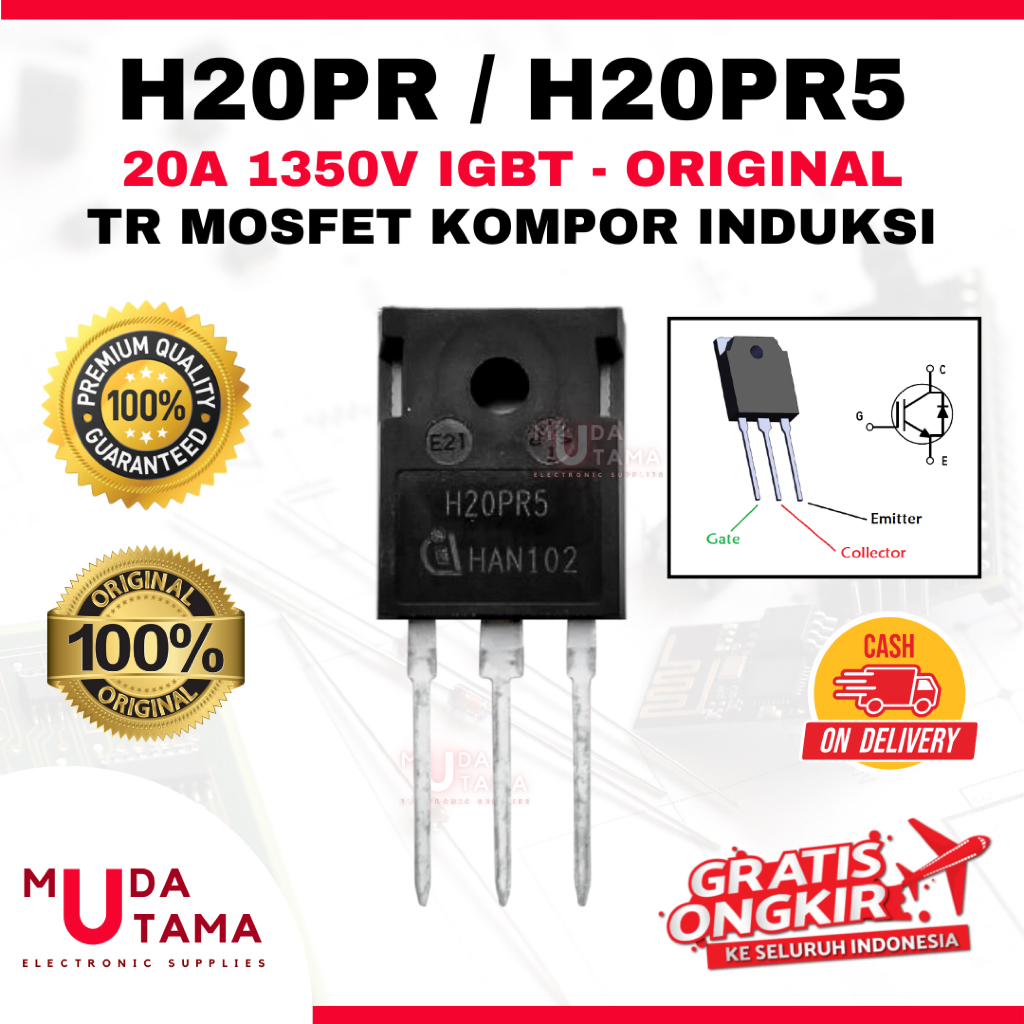 Transistor Mosfet H20PR H20PR5 Kompor Induksi ORIGINAL 20A 1350v IGBT | TR H20PR | Mosfet H20PR | TR