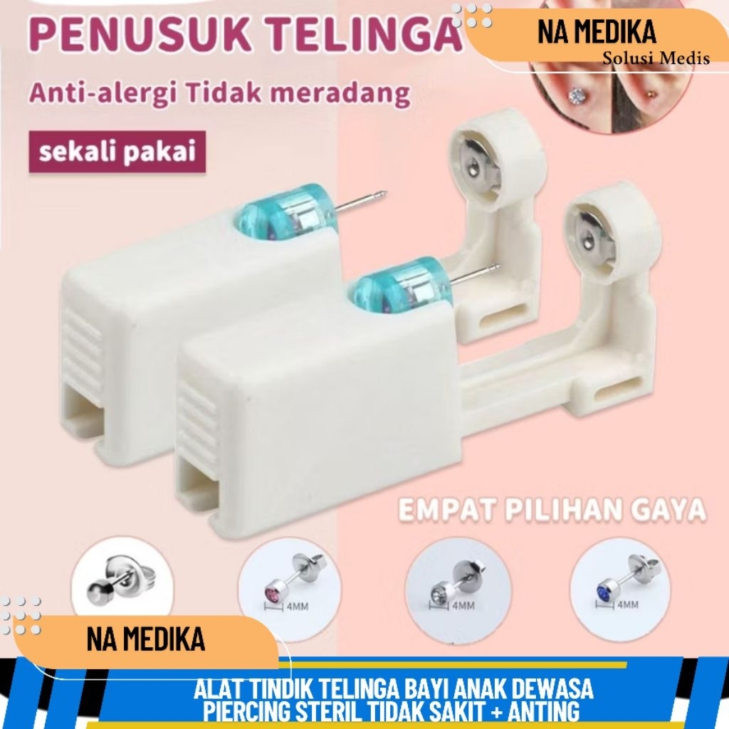 Alat Tindik Telinga Bayi Anak Dewasa Kuping Piercing Steril Tidak sakit + Anting