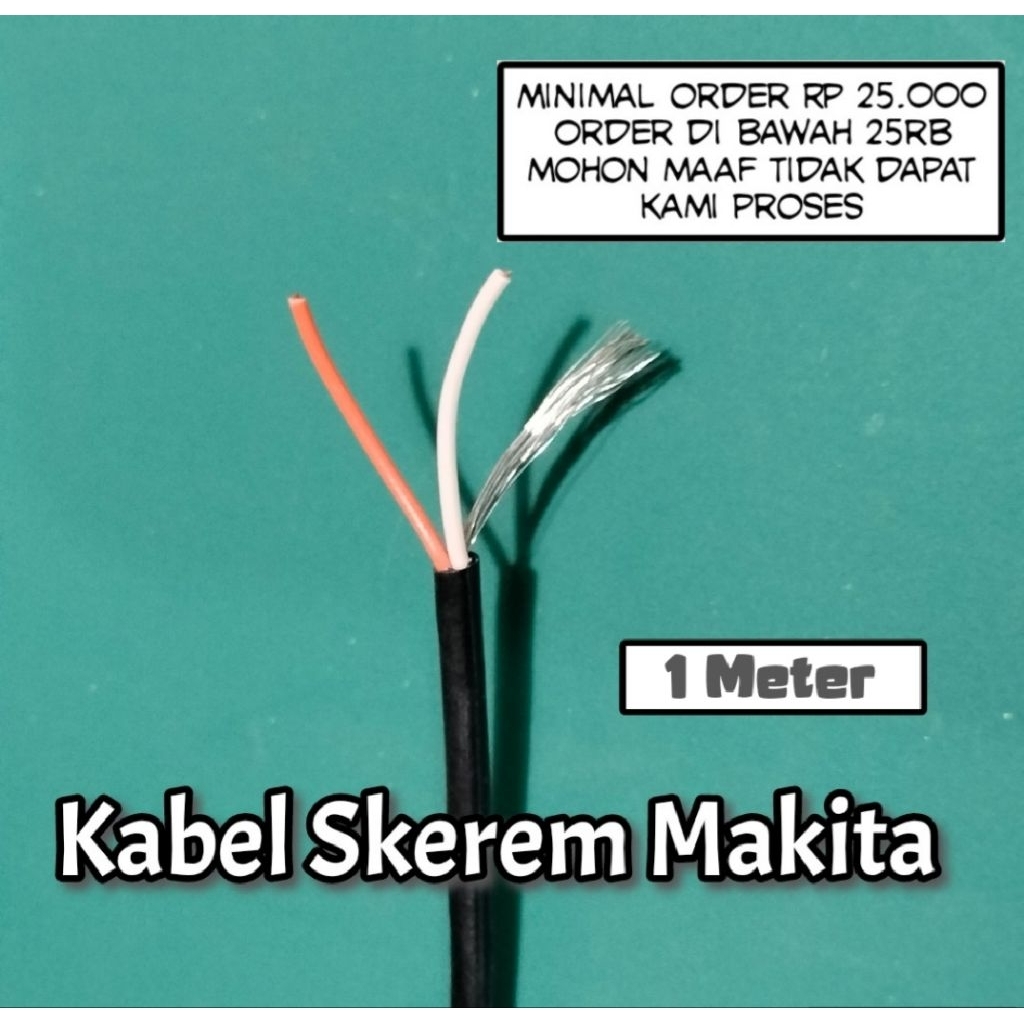 Kabel Head Makita isi 3 Skerem Mic Canare hitam untuk instalasi power Amplifier