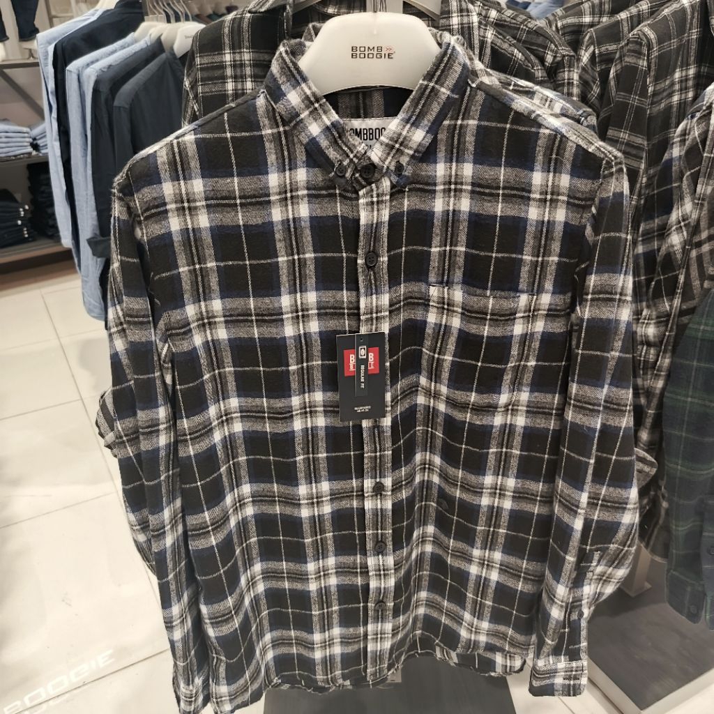 Bombboogie Kemeja Flanel Lengan Panjang Pria Dewasa Size S - XL
