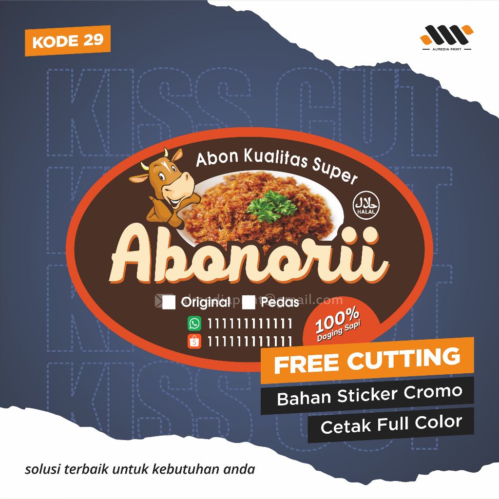 

(Isi 63-180 PCS) Cetak Stiker Cromo Vinyl Produk Kemasan Label Stiker Makanan Minuman (Free Cutting)