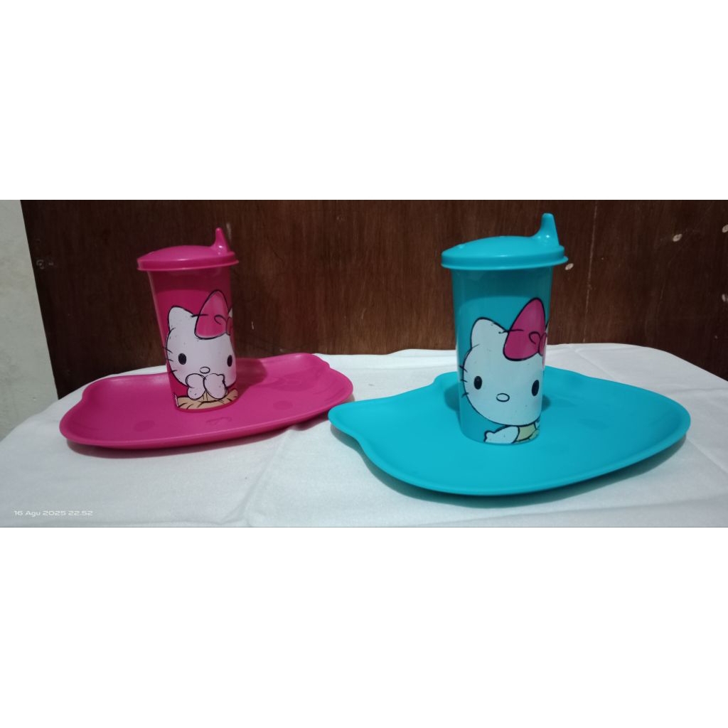 cup baby kitty tumbler and plate Tupperware