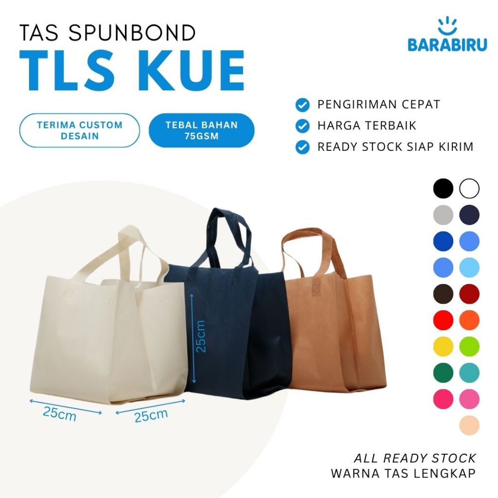 

[ Tas Spunbond ] Tas Goodie Bag Lipat Samping Polos 25x25x25 Kotak Kue Cake Bakery Toko Roti