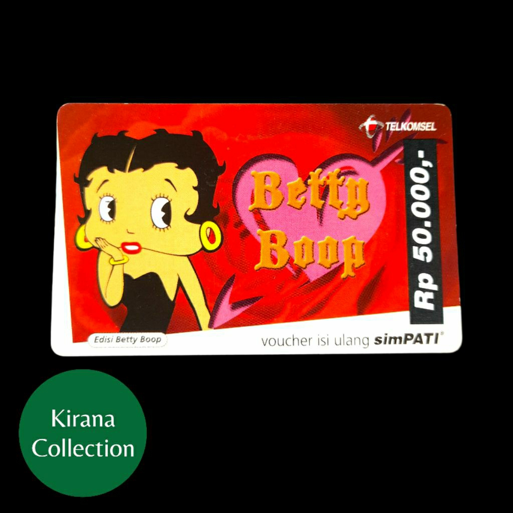 LOT T391 KOLEKSI KARTU TELEPON LAMA INDONESIA VOUCHER SIMPATI EDISI BETTY BOOP USED BEKAS