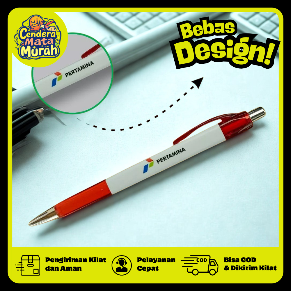 

(STIKER UV) Ballpoint bolpen pulpen pena Kotak Square Custom Desain STIKER UV Logo Nama Souvenir Acara Kantor Seminar Premium