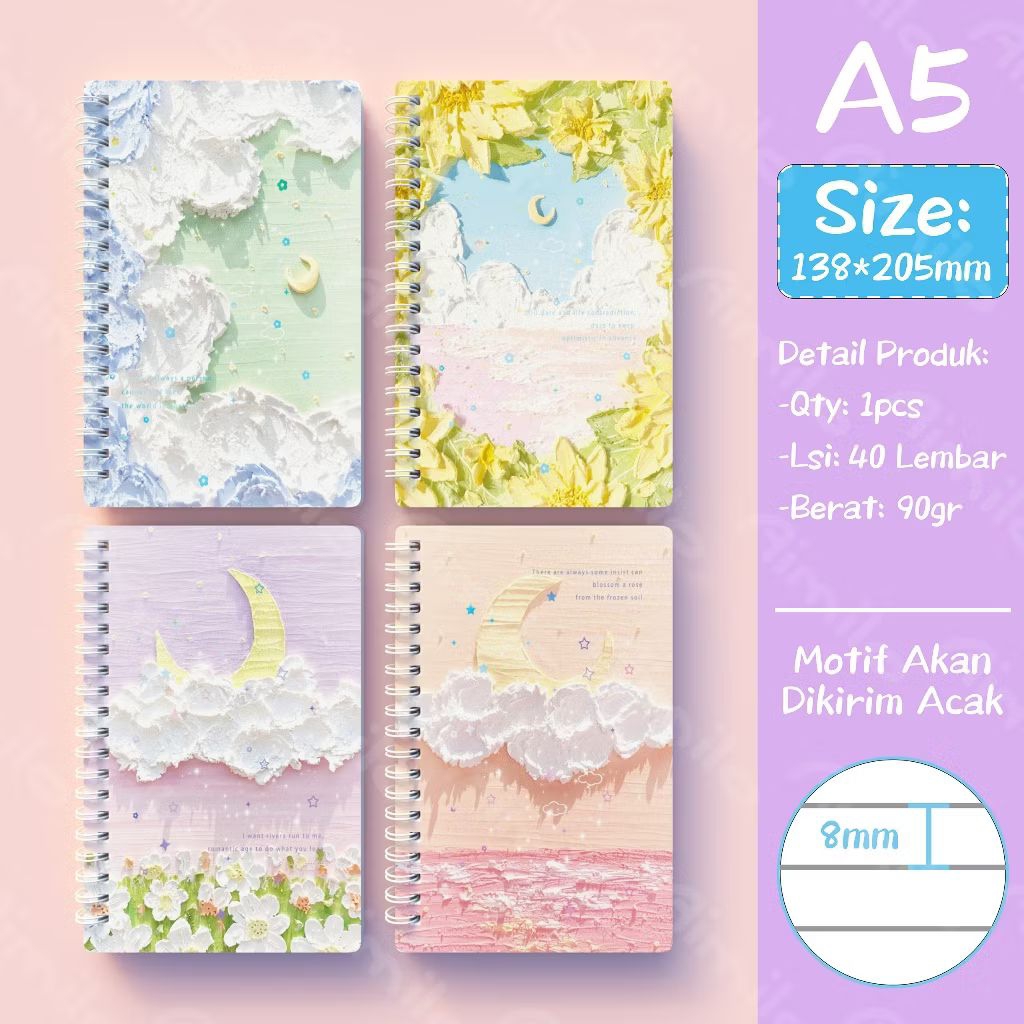 

Aimilo - Notebook Aesthetic A5 Buku Diary 40-60 Lembar Buku Jurnal Buku Catatan Buku Tulis