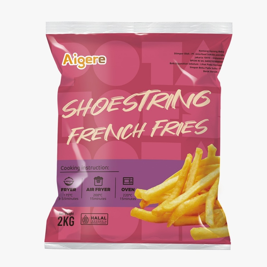 

AIGERE SHOESTRING FRENCH FRIES 2KG KENTANG GORENG 7MM IMPOR