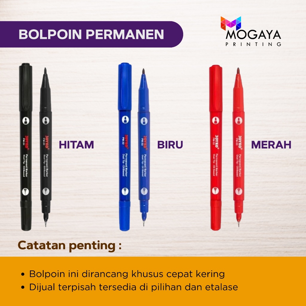 

Spidol Permanent Joyko 2 in 1 Dual Tip Waterproof / Permanent Marker Dual Tip