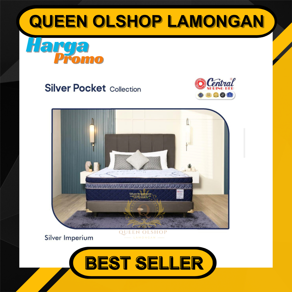 Kasur Springbed Central Silver Imperium Pocket Spring + LATEX LIKE FOAM ENCASEMENT Uk 140 160 180 x2