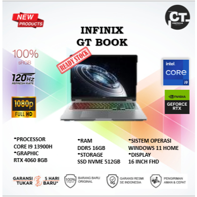 INFINIX GTBOOK I9 13900H RTX4060 8GB/ 16GB 512GB GARANSI RESMI