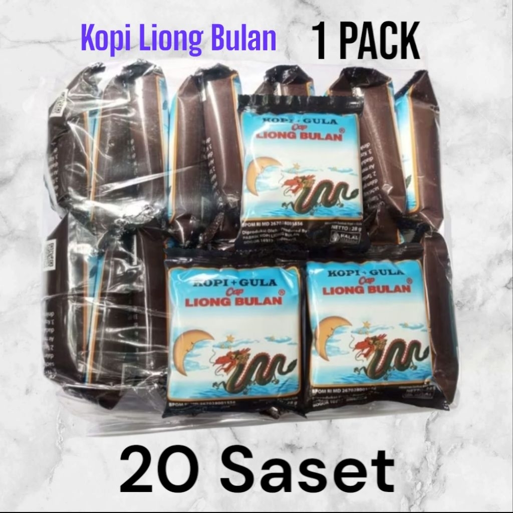

Kopi Cap liong bulan/kopi + gula/SASET 28g 1pack isi 20pcs harga termurah