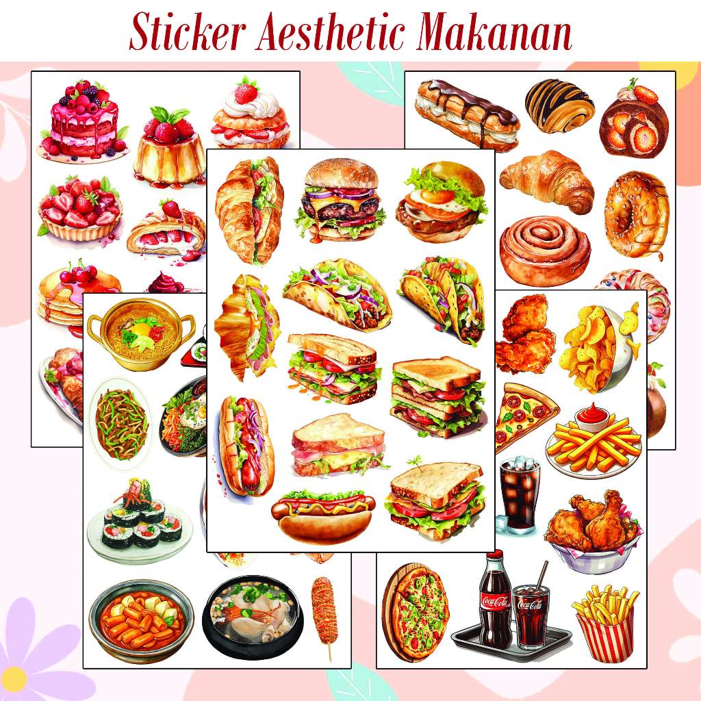 Sticker Aesthetic A6 A5 Tema Makanan Minuman Waterproof stiker anti air food drink murah jus sehat B