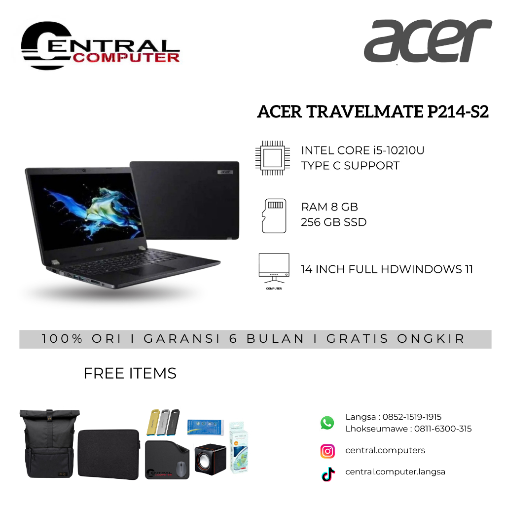 Acer Travelmate P214-S2 Laptop Intel Core i5-10210U