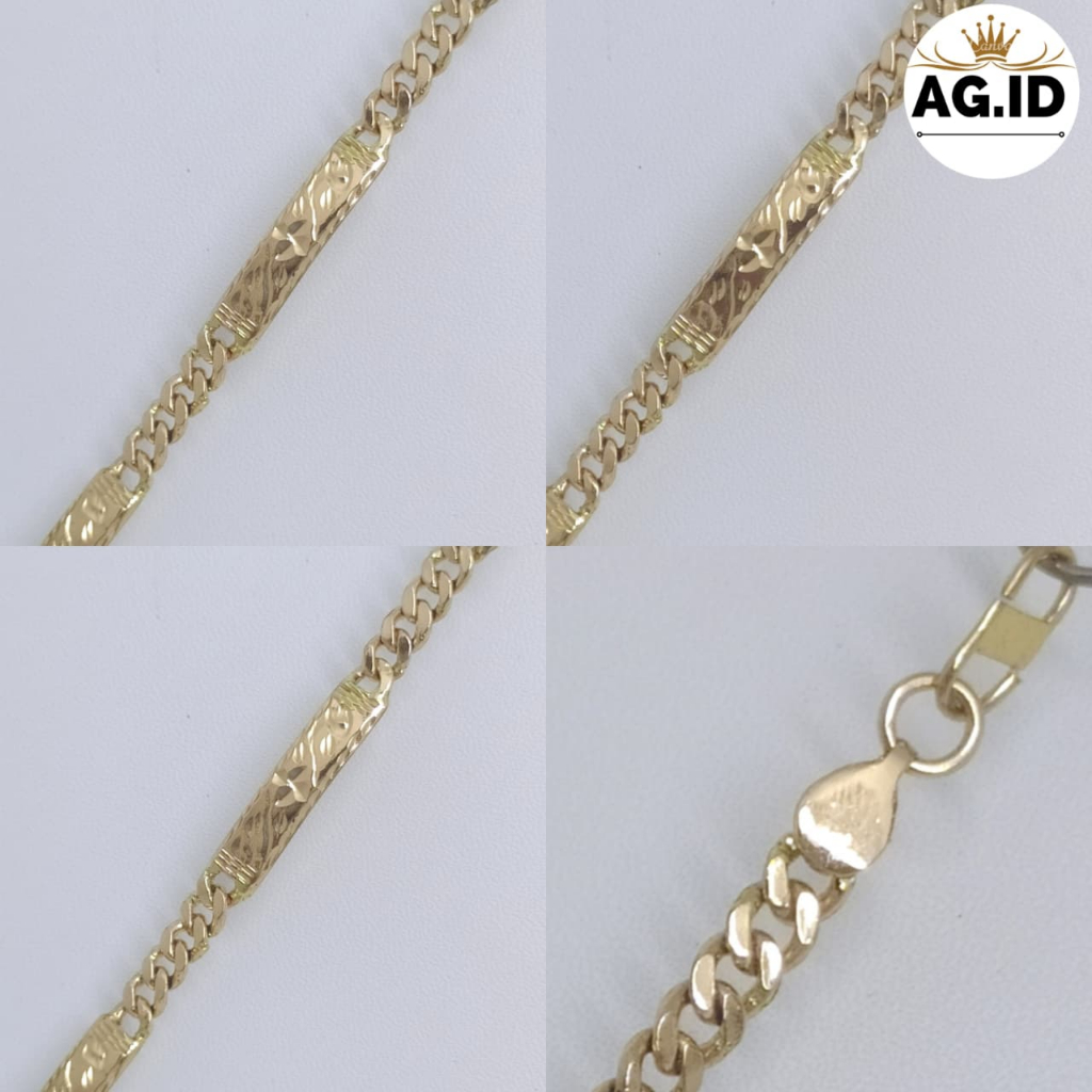 Gelang Swasa Dewasa Model Rantai Plat Motif Batik Terlaris. MIRIP EMAS ASLI