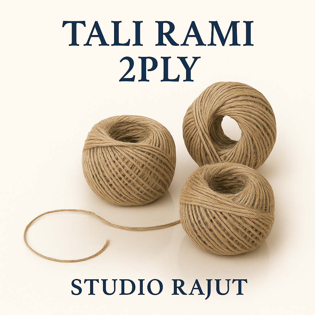 

STUDIO RAJUT - TALI KARUNG GONI RAMI 2PLY(HARGA PER 1 METER)