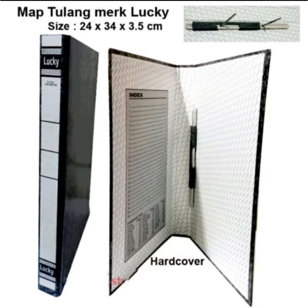 

Map Tulang Lucky Hitam Tipis Jepit dan Lubang Hardcover