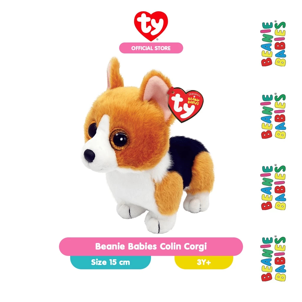 TY Beanie Babies Colin Corgi - Boneka Anjing Corgi