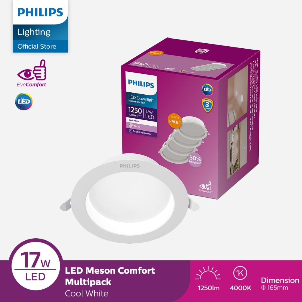 Philips LED Downlight Meson Comfort 17W 40K Semi Putih - Multipack isi 4