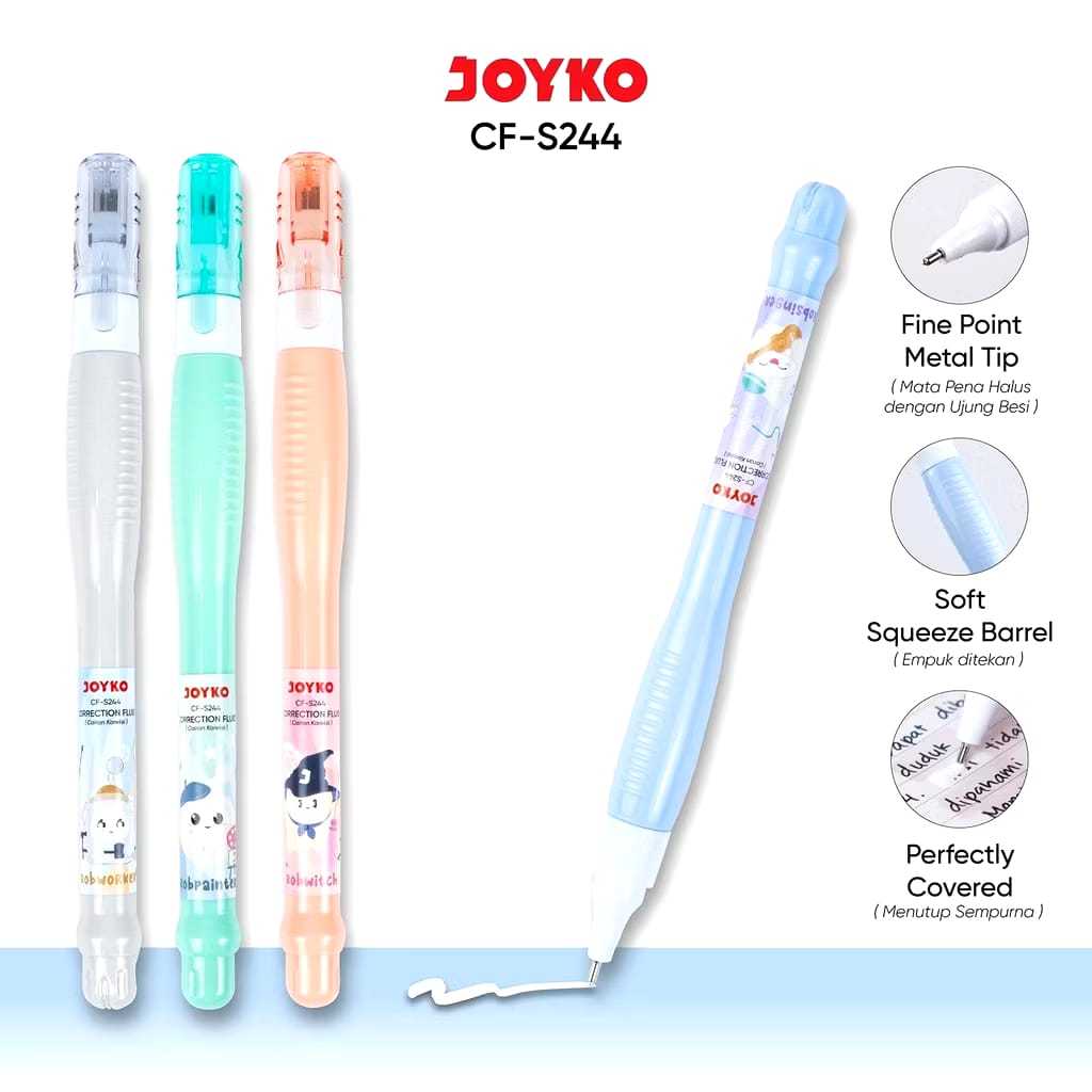 

[2 PCS] JOYKO Correction Fluid Cairan Koreksi Penghapus Cair CF-S244 Cute Robot