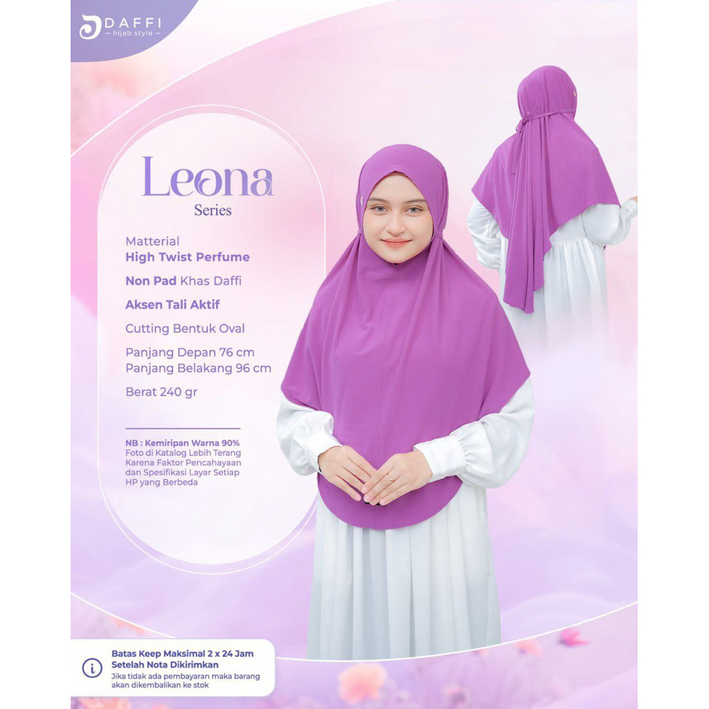[Original Daffi] ~ Bergo Leona / Bergo Tali Non Ped / Hijab Tali Tanpa Pet / Bergo Tali Besar