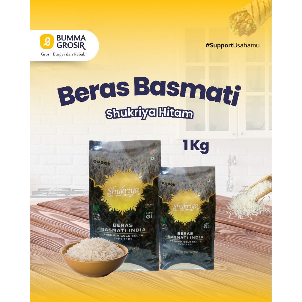 

Beras Basmati Syukriya hitam - basmati india - basmati kebuli - basmati briyani - nasi mandhi - 1kg